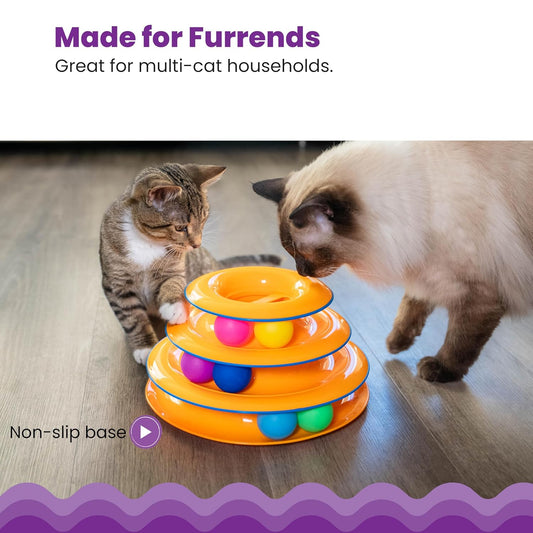Interactive Cat Toy Tower 3 - Level Ball Track - Wuflly