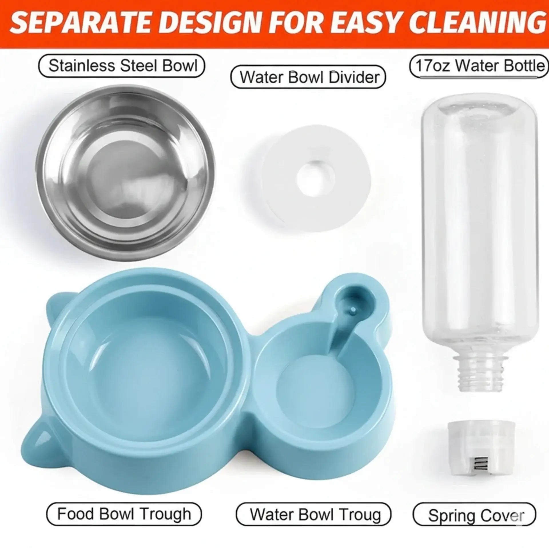 Pet Bowl & Bottle (250 ml Grey) - Wuflly