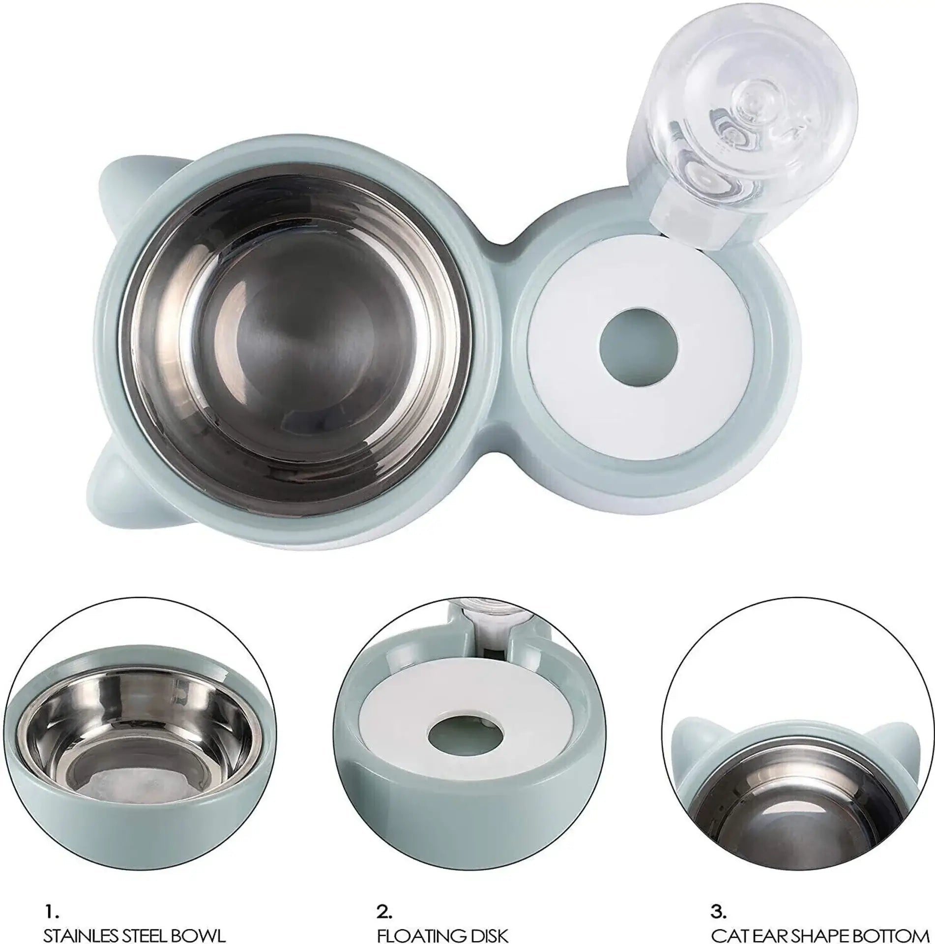 Pet Bowl & Bottle (250 ml Grey) - Wuflly