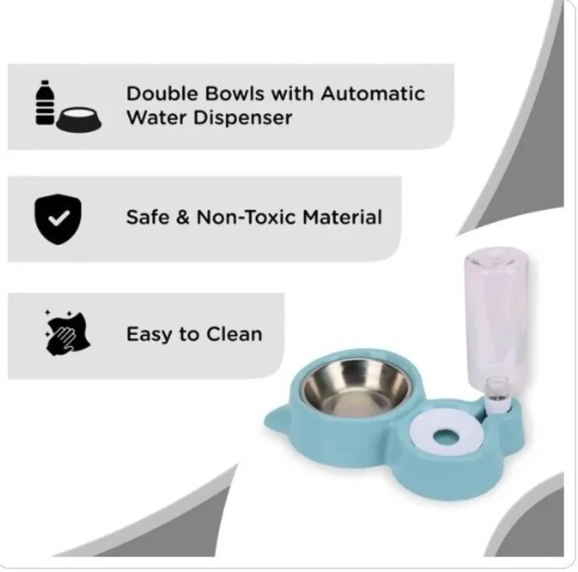 Pet Bowl & Bottle (250 ml Grey) - Wuflly