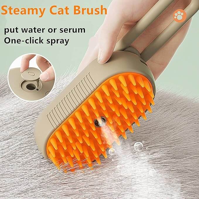 Steam Brush for Dog Cat 3 in 1 Water Brush for Dogs Silicone Massage Dog Comb Electric Multifunctional Water Brush Spa for Dogs USB Rechargeable Steamy Brush for Pets - Wuflly