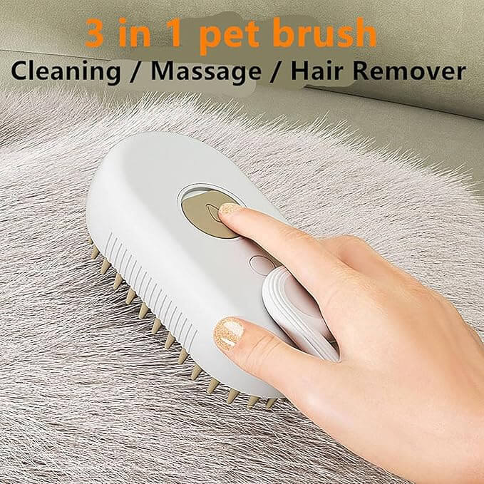 Steam Brush for Dog Cat 3 in 1 Water Brush for Dogs Silicone Massage Dog Comb Electric Multifunctional Water Brush Spa for Dogs USB Rechargeable Steamy Brush for Pets - Wuflly