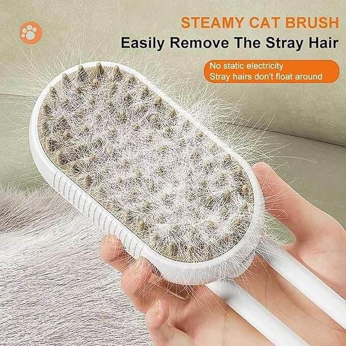 Steam Brush for Dog Cat 3 in 1 Water Brush for Dogs Silicone Massage Dog Comb Electric Multifunctional Water Brush Spa for Dogs USB Rechargeable Steamy Brush for Pets - Wuflly